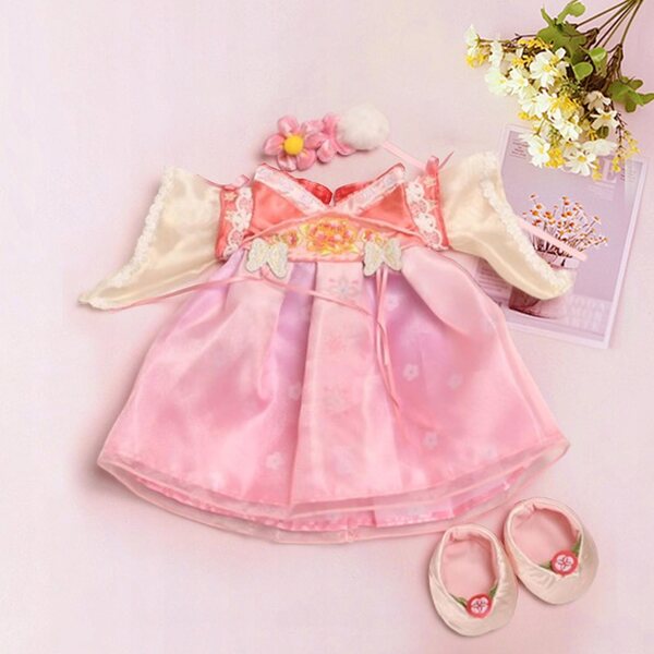 30 cm große Plüschpuppe mit abnehmbarem Kleid und rosa Anhänger
