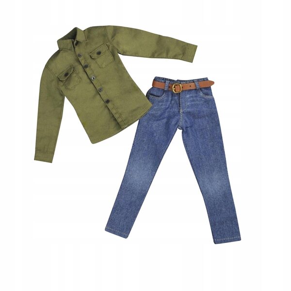 1:6-Kleidungsset für 12-Zoll-Actionfiguren – grünes Hemd und Jeans