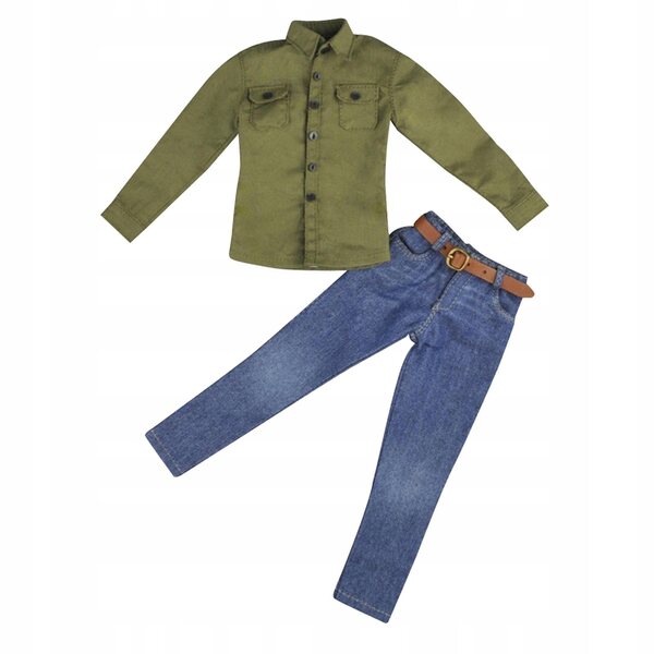 1:6-Kleidungsset für 12-Zoll-Actionfiguren – grünes Hemd und Jeans
