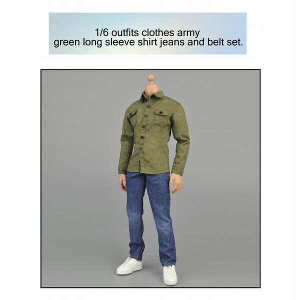 1:6-Kleidungsset für 12-Zoll-Actionfiguren – grünes Hemd und Jeans