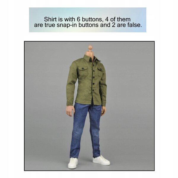 1:6-Kleidungsset für 12-Zoll-Actionfiguren – grünes Hemd und Jeans