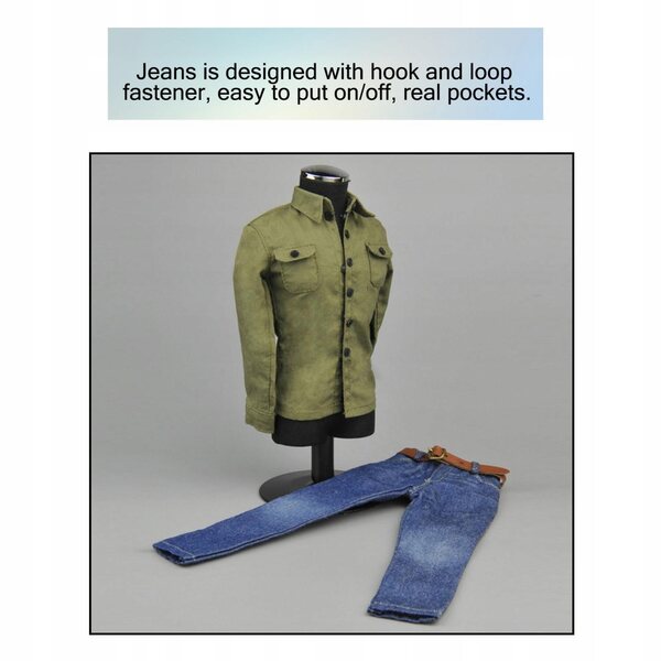 1:6-Kleidungsset für 12-Zoll-Actionfiguren – grünes Hemd und Jeans