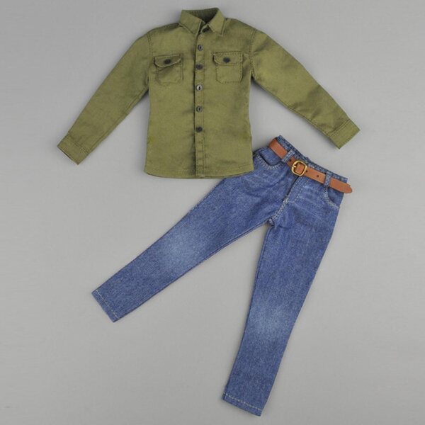 1:6-Kleidungsset für 12-Zoll-Actionfiguren – grünes Hemd und Jeans