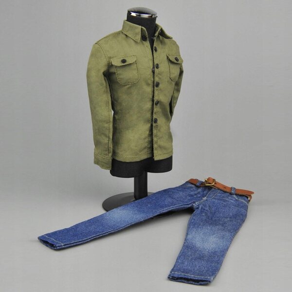 1:6-Kleidungsset für 12-Zoll-Actionfiguren – grünes Hemd und Jeans