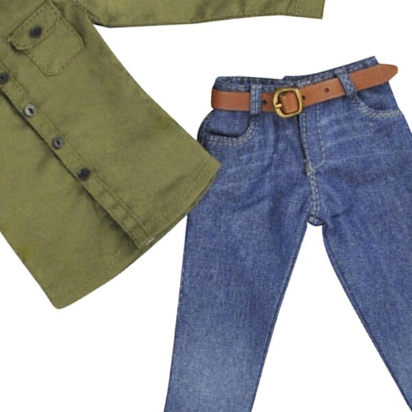 1:6-Kleidungsset für 12-Zoll-Actionfiguren – grünes Hemd und Jeans