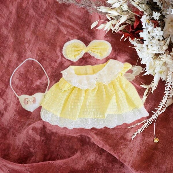 Prinzessinnenkleid für Puppen, 38 cm, gelbes Kleid aus weichem Stoff