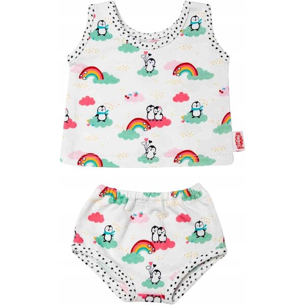 Heless 2120 Puppenbettwäsche-Set aus Stoff mit Punkten und Pinguin 28-35 cm
