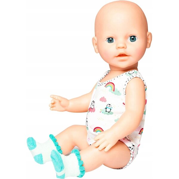 Heless 2120 Puppenbettwäsche-Set aus Stoff mit Punkten und Pinguin 28-35 cm