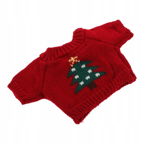 Maglione rosso per bambole in filato di lana, set abbigliamento artigianale