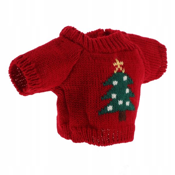 Maglione rosso per bambole in filato di lana, set abbigliamento artigianale
