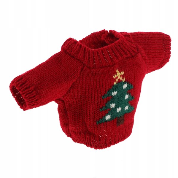 Maglione rosso per bambole in filato di lana, set abbigliamento artigianale