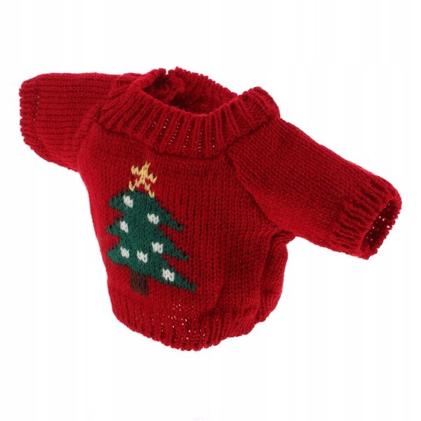 Maglione rosso per bambole in filato di lana, set abbigliamento artigianale