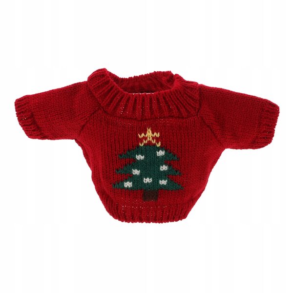 Maglione rosso per bambole in filato di lana, set abbigliamento artigianale