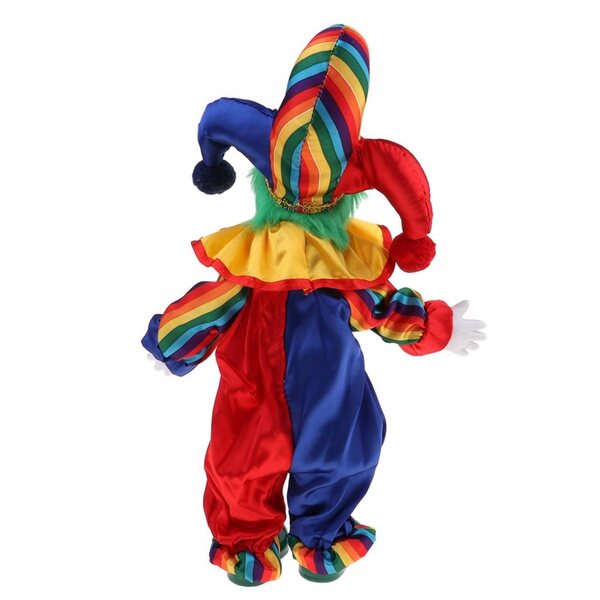 Clown-Puppe aus Porzellan, 38 cm, Vintage-Dekoration mit goldenem Brokat-Kostüm