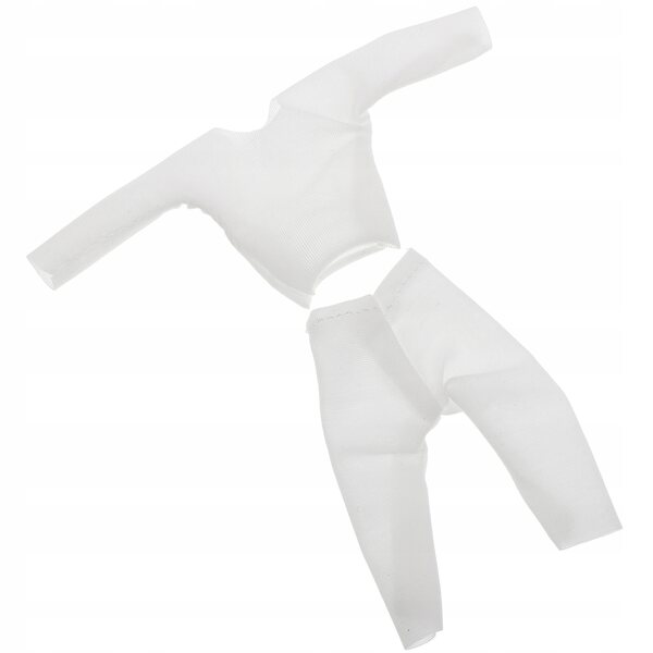 T-shirt bianca antimacchia per bambole OB11, elastica con collo basso