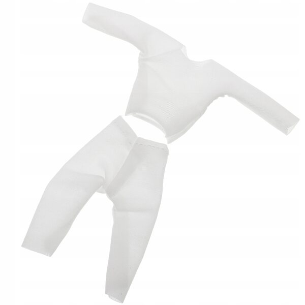 T-shirt bianca antimacchia per bambole OB11, elastica con collo basso
