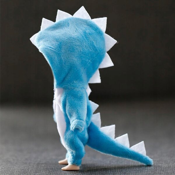 Plüsch-Dinosaurier-Anzug 16 cm – Kleidung für eine 1/12-Puppe, blau