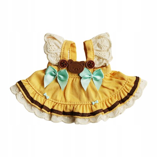 Gelbes Kleid für eine 12 cm große Plüschpuppe – DIY modisches Kleid, pädagogische Mode