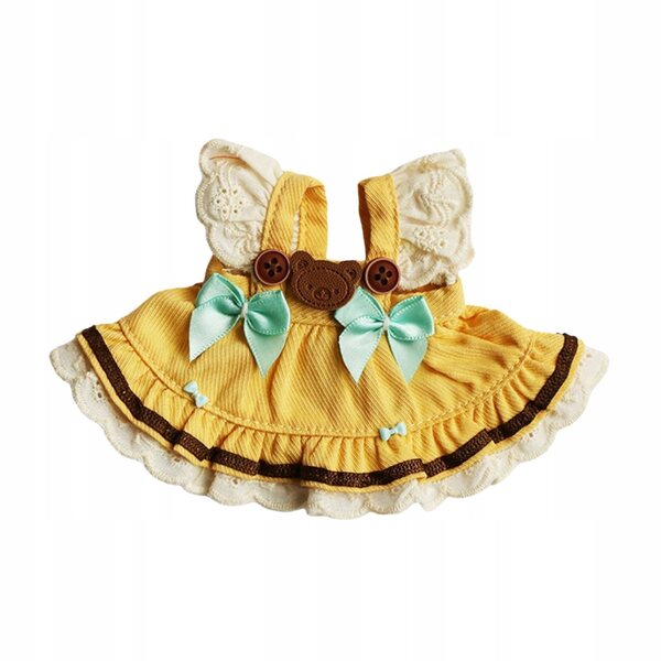 Gelbes Kleid für eine 12 cm große Plüschpuppe – DIY modisches Kleid, pädagogische Mode