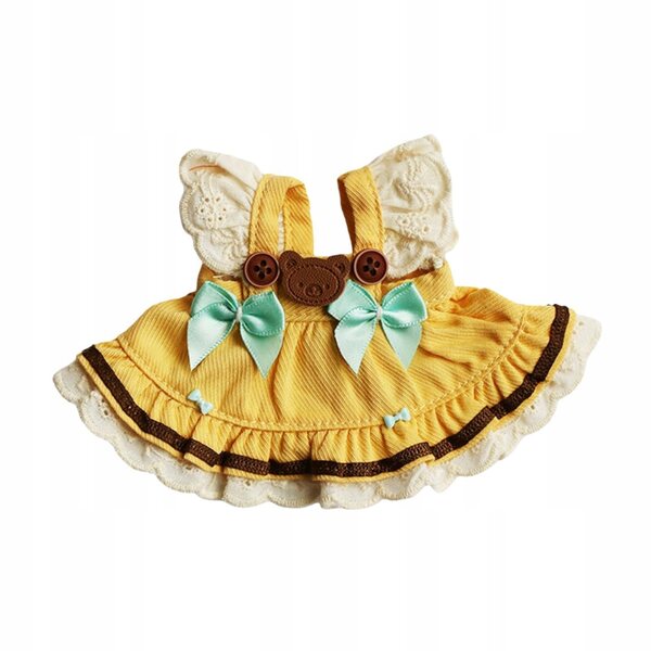 Gelbes Kleid für eine 12 cm große Plüschpuppe – DIY modisches Kleid, pädagogische Mode