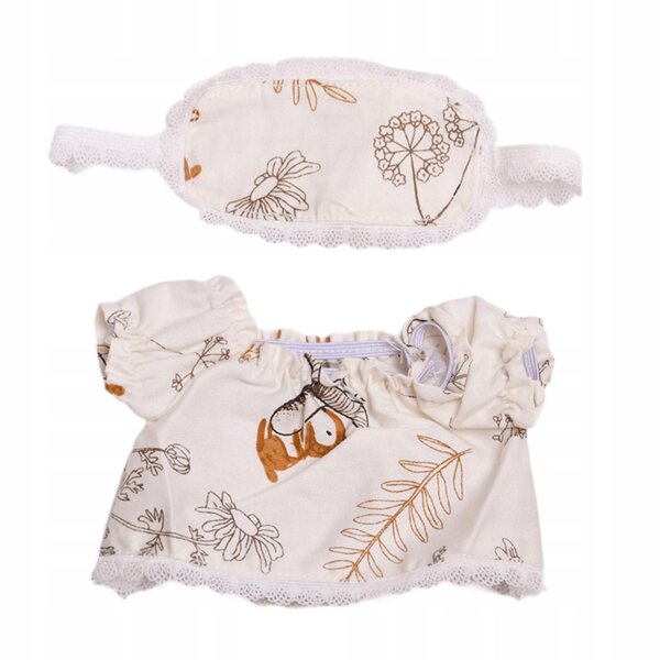 Zachte witte jurk voor pop van 20 cm met afneembare accessoires