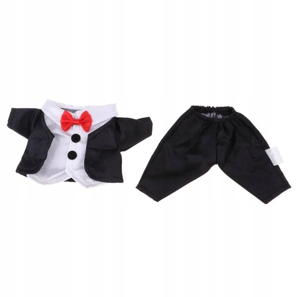 Schwarzes Abendkleid für 25-cm-Puppen mit roter Schleife