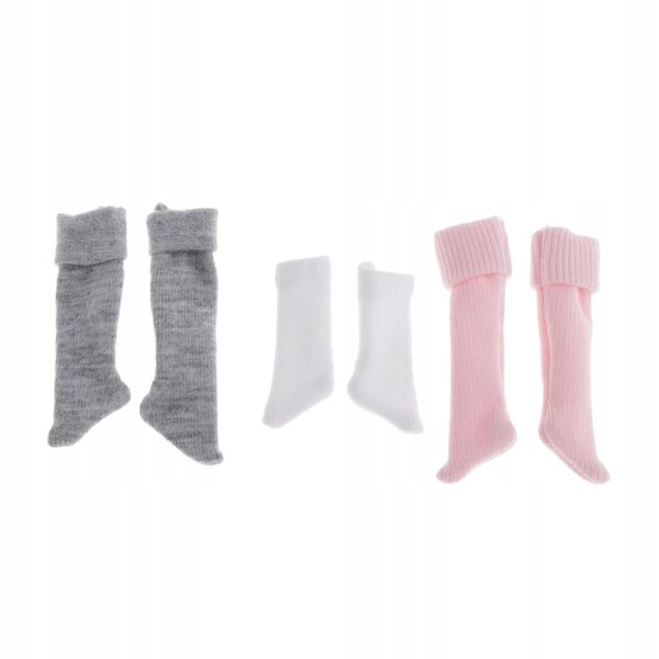 Set 3 Paia Calzini per Bambole 1/6 Scala 12" Bianco Rosa Grigio 30 cm