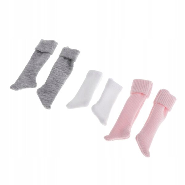 Set 3 Paia Calzini per Bambole 1/6 Scala 12" Bianco Rosa Grigio 30 cm