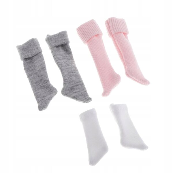 Set 3 Paia Calzini per Bambole 1/6 Scala 12" Bianco Rosa Grigio 30 cm