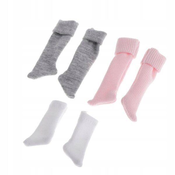 Set 3 Paia Calzini per Bambole 1/6 Scala 12" Bianco Rosa Grigio 30 cm