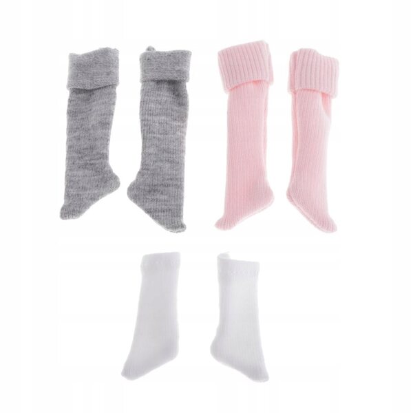 Set 3 Paia Calzini per Bambole 1/6 Scala 12" Bianco Rosa Grigio 30 cm