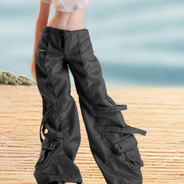 1/12 Miniaturhose für realistische weibliche Actionfiguren aus schwarzem Stoff