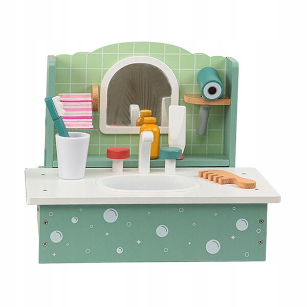 Holzspielset für Kinder mit Waschbecken und Badezimmerzubehör
