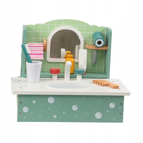 Holzspielset für Kinder mit Waschbecken und Badezimmerzubehör