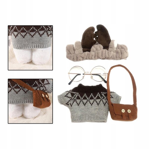 Set di abiti e accessori per bambole di peluche 25-30 cm, colore grigio A