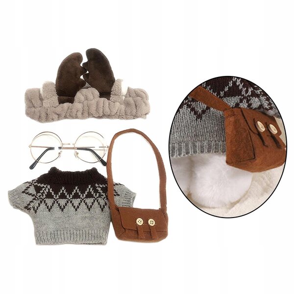 Set di abiti e accessori per bambole di peluche 25-30 cm, colore grigio A