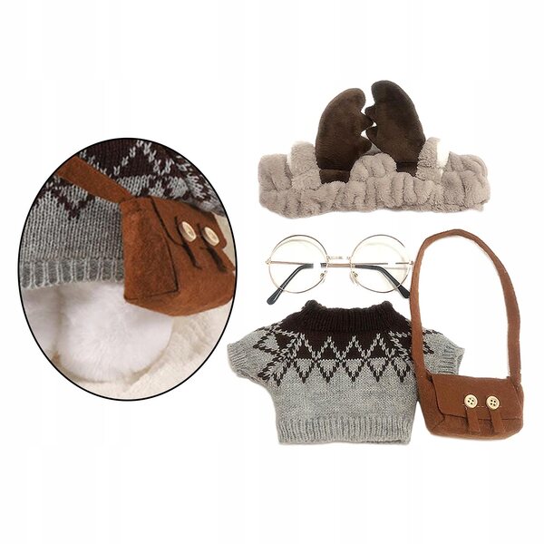 Set di abiti e accessori per bambole di peluche 25-30 cm, colore grigio A