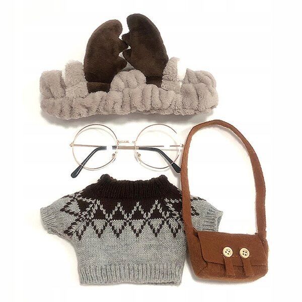 Set di abiti e accessori per bambole di peluche 25-30 cm, colore grigio A
