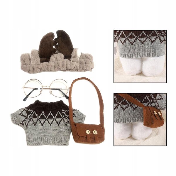 Set di abiti e accessori per bambole di peluche 25-30 cm, colore grigio A