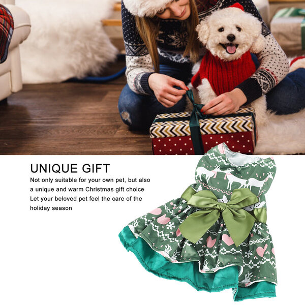 Hundekleid mit Weihnachtsherz- und Rentiermotiv aus bequemem und elegantem Polyester