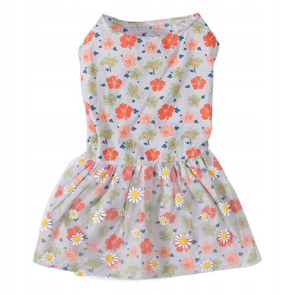 Weiches und bequemes Hundekleid mit Blumenmuster und Netzverzierung