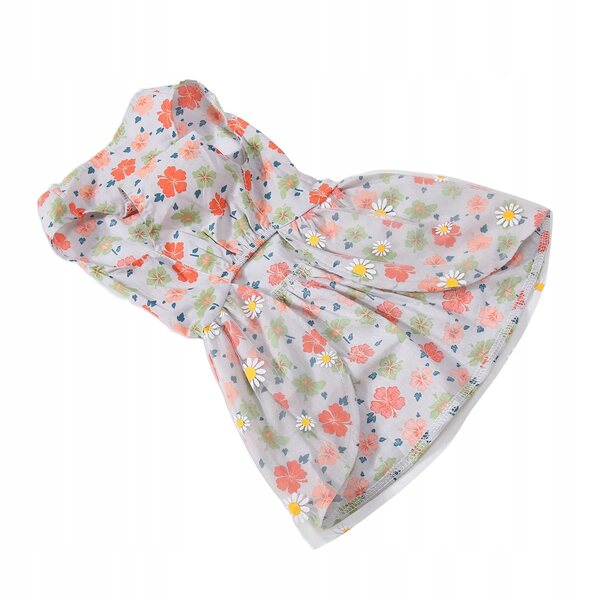 Zachte en comfortabele hondenjurk met bloemmotief en mesh-decoratie