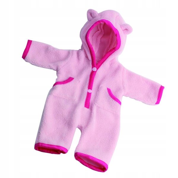 Pigiama rosa per bambole da 18 pollici, tuta con orecchie e tasche