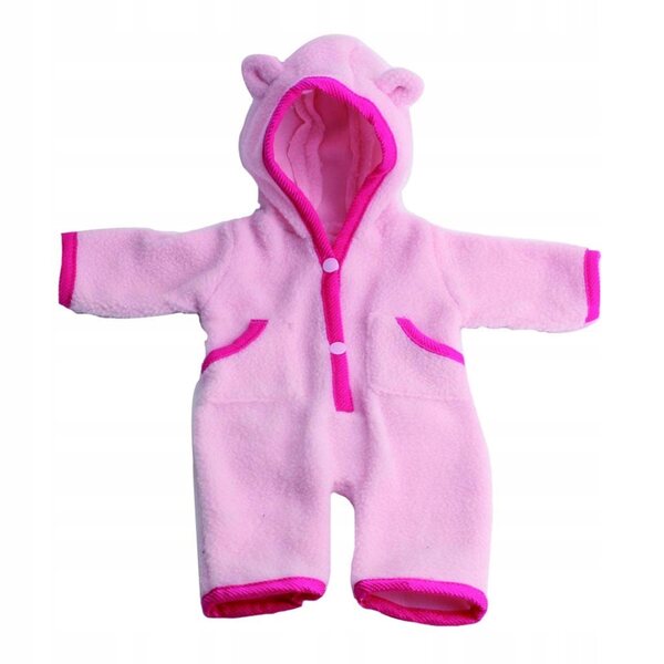 Pigiama rosa per bambole da 18 pollici, tuta con orecchie e tasche