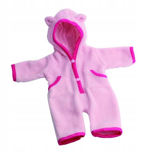 Pigiama rosa per bambole da 18 pollici, tuta con orecchie e tasche