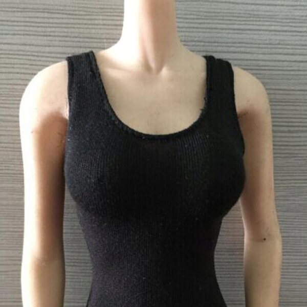 Kleid mit 1/6 Weste für eine 12-Zoll-Figur, schwarze Baumwolle