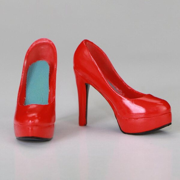 Scarpe a tacco alto rosse in scala 1/6 per figure femminili da 12 pollici