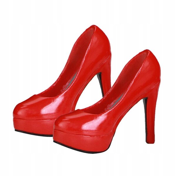 Scarpe a tacco alto rosse in scala 1/6 per figure femminili da 12 pollici
