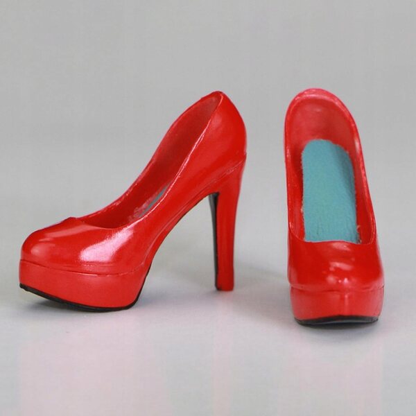 Scarpe a tacco alto rosse in scala 1/6 per figure femminili da 12 pollici