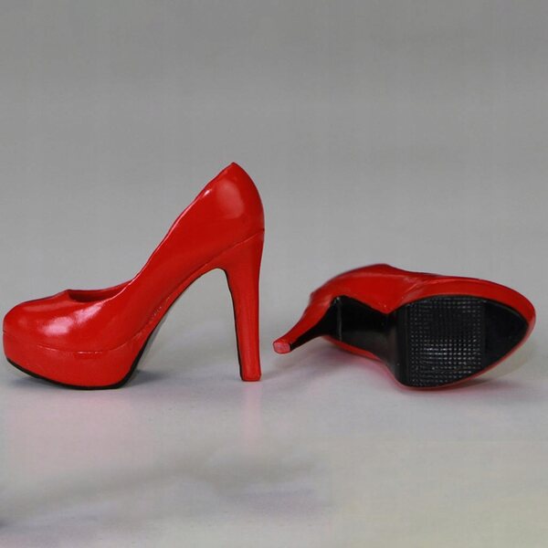 Scarpe a tacco alto rosse in scala 1/6 per figure femminili da 12 pollici